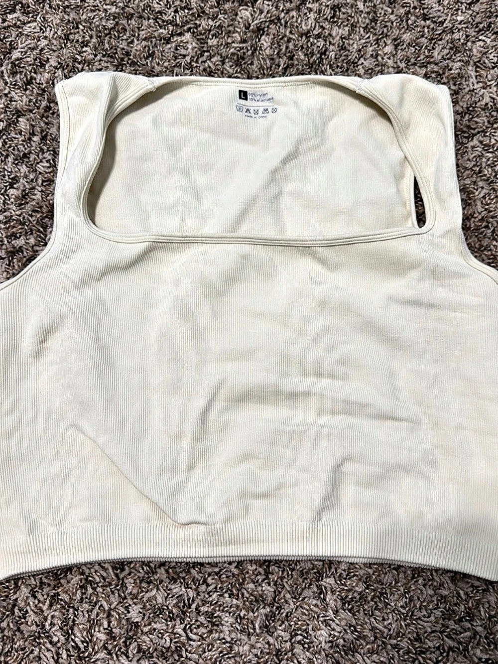 Uniqlo Ribbed Tank Top in Cream Small